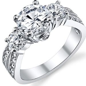 1.50 Carat Round Cubic Zirconia" Sterling Silver